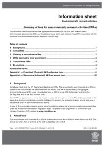 ESRSummary of fees for environmentally relevant activities (ERAs)