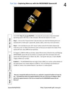 Eye Spy – Exploring Mercury with the MESSENGER Spacecraft     Math   Challenge    Answering    Questions 