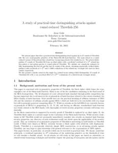 SHA-3 Conference, March 2012, A Study of practical-time distinguishing attacks against round-reduced Threefish-256