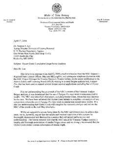 Letter from NJDEP to Samson Lee, Acting Director, Division of License Renewal Concerning Metal Fatigue.
