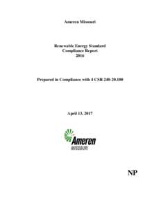 Ameren Missouri  Renewable Energy Standard Compliance Report 2016
