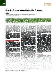 How To Choose a Good Scientific Problem