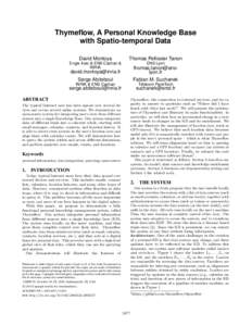 Thymeflow, A Personal Knowledge Base with Spatio-temporal Data David Montoya Thomas Pellissier Tanon