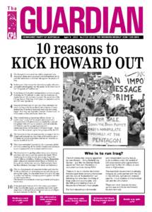COMMUNIST PARTY OF AUSTRALIA  April[removed]No.1133 $1.50 THE WORKERS WEEKLY ISSN 1325-295X 10 reasons to KICK HOWARD OUT