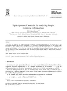 Journal of Computational and Applied Mathematics–105 www.elsevier.com/locate/cam Hydrodynamical methods for analyzing longest increasing subsequences a