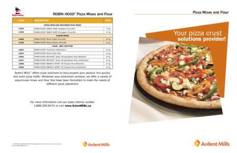 ROBIN HOOD® Pizza Mixes and Flour Code Description  Pizza Mixes and Flour