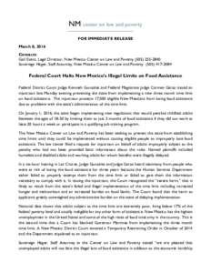 NM  center on law and poverty FOR IMMEDIATE RELEASE March 8, 2016
