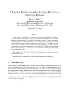 A Practical Parallel Algorithm for Cycle Detection in Partitioned Digraphs  David A. Bader