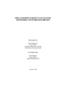 Staff Report (Non-Reg): [removed]California Particulate Matter Monitoring Network Description
