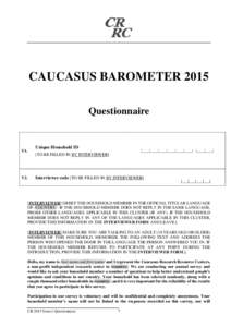 CAUCASUS BAROMETER 2015 Questionnaire V1.  V2.