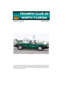 TRIUMPH CLUB OF NORTH FLORIDA Volume 17, Issue 11 November 2005