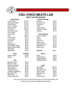 CSU, CHICO MEATS LAB MEAT LABBeef (steaks) T-bone Steak Porterhouse Steak Rib-eye Steak