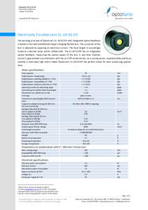 Datasheet: ELOF Electrically tunable lens Update: Copyright © 2016 Optotune