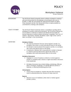 POLICY Workplace Violence Human Resources BACKGROUND