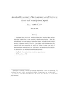 Assessing the Accuracy of the Aggregate Law of Motion in Models with Heterogeneous Agents Wouter J. DEN HAAN y
