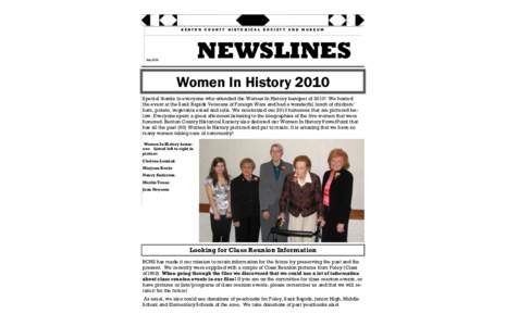 BENTON COUNTY HISTORICAL SOCIETY AND MUSEUM  NEWSLINES May 2010