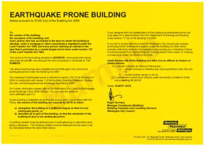 Earthquake Prone Building Notices