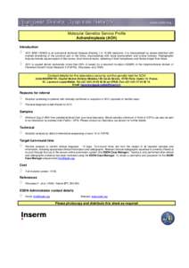 Molecular Genetics Service Profile Achondroplasia (ACH) Introduction ◊ ◊