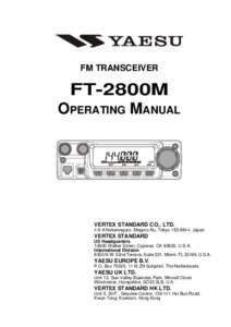 FM TRANSCEIVER  FT-2800M OPERATING MANUAL  PWR
