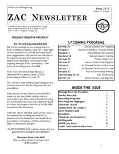 www.zac-chicago.org 1 June |2015 June 2015 Newsletter ZAC |