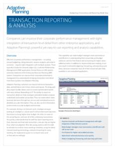 d ata s h e e t  Budgeting, Forecasting and Reporting Made Easy Transaction Reporting & Analysis