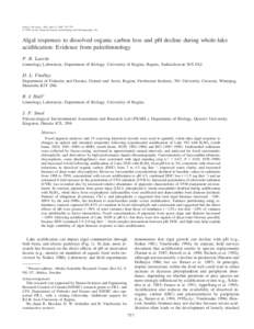 Limnol. Oceanogr., 44(3, part 2), 1999, 757–773 q 1999, by the American Society of Limnology and Oceanography, Inc. Algal responses to dissolved organic carbon loss and pH decline during whole-lake acidification: Evide