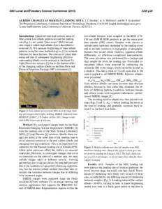 46th Lunar and Planetary Science Conference[removed]pdf ALBEDO CHANGES AT MARTIAN LANDING SITES. I. J. Daubar1, A. S. McEwen2, and M. P. Golombek1. 1