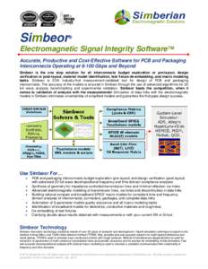 Simbeor  ® Electromagnetic Signal Integrity Software™ Accurate, Productive and Cost-Effective Software for PCB and Packaging