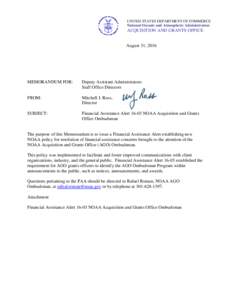 Financial Assistance AlertNOAA Acquisition and Grants Office Ombudsman