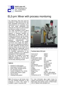 ESCO-Labor AG Lörracherstrasse 50 CH – 4125 Riehen Switzerland  EL3-pm: Mixer with process monitoring