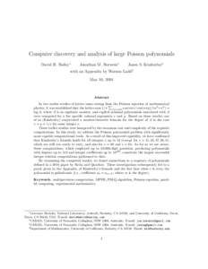 Computer discovery and analysis of large Poisson polynomials David H. Bailey∗ Jonathan M. Borwein†  Jason S. Kimberley‡