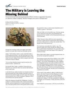 Journalism in the Public Interest  FAILING THE FALLEN The Military is Leaving the Missing Behind