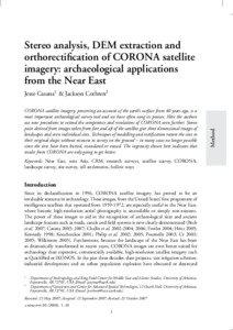 Stereo analysis, DEM extraction and orthorectification of CORONA satellite imagery: archaeological applications