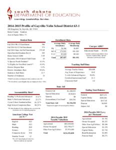 Profile of Gayville-Volin School DistrictKingsbury St, Gayville, SDHome County: Yankton Area in Square Miles: 72  Student Data