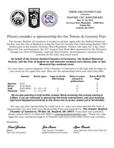 Towne and Country Fair Celebrating Seaford 150 Anniversary th