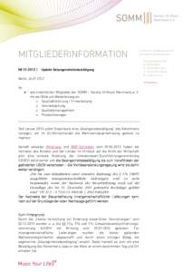 MITGLIEDERINFORMATION MI | Verband der Musikinstrumentenund Musikequipmentbranche  Update Gelangensheitsbestätigung