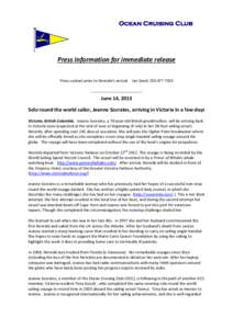 Ocean Cruising Club  Press Information for immediate release Press contact prior to Nereida’s arrival: Ian Grant  ------------------------------------