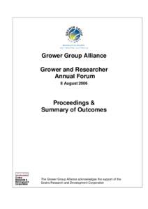 Grower Group Alliance Grower and Researcher Annual Forum 8 AugustProceedings &