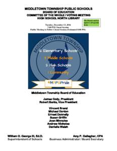 MIDDLETOWNTOWNSHIP TOWNSHIP BOARD OF EDUCATION MIDDLETOWN PUBLIC SCHOOLS