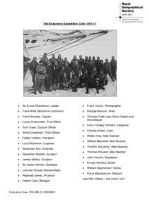 The Endurance Expedition Crew   Sir Ernest Shackleton, Leader