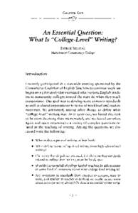 CHAPTER ONE  An Essential Question: What Is ··College-Level