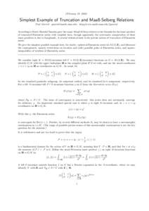 (February 19, [removed]Simplest Example of Truncation and Maaß-Selberg Relations Paul Garrett  [removed] http://www.math.umn.edu/˜garrett/