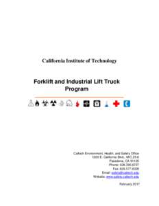 California Institute of Technology  Forklift and Industrial Lift Truck Program  Caltech Environment, Health, and Safety Office