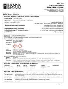 BISULFITE Total Nitrogen Reagent Safety Data Sheet According to Regulation (EC) No[removed]OSHA Regulation 29 CFR[removed]