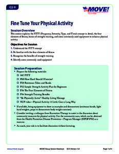 Group Session 9: Fine Tune Your Physical Activity
