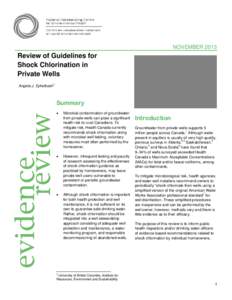 NOVEMBER[removed]Review of Guidelines for Shock Chlorination in Private Wells Angela J. Eykelbosh