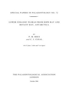 SPECIAL PAPERS IN PALAEONTOLOGY NO. 72  LOWER JURASSIC FLORAS FROM HOPE BAY AND