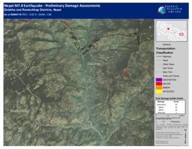 Nepal M7.8 Earthquake - Preliminary Damage Assessments Dolakha and Ramechhap Districts, Nepal As of 06MAY15 PDC - EQ7.8 - DANAMustan g