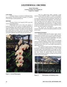 GEOTHERMAL ORCHIDS Alistair McLachlan Geotherm Exports New Zealand Ltd. Taupo, New Zealand  LOCATION