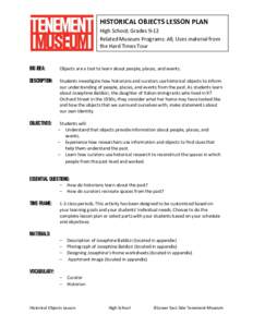 Microsoft Word - Historical Objects Lesson Plan - High School